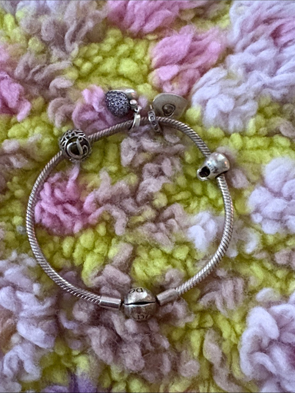Pandora bracelet with charms